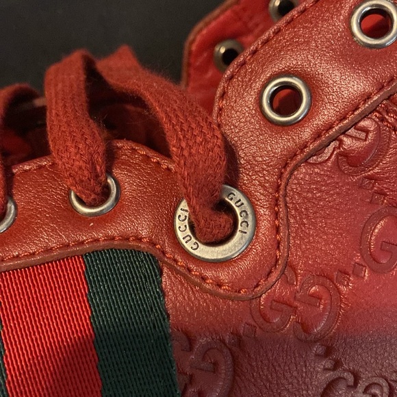 GUCCI GUCCISSIMA TRAINERS SIZE 9 OR 43 EURO FITS LIKE 9.5-10 BURNT RED COLOR - Picture 12 of 14